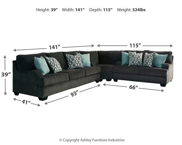 Charenton 3-Piece Sectional with Ottoman - Image 5