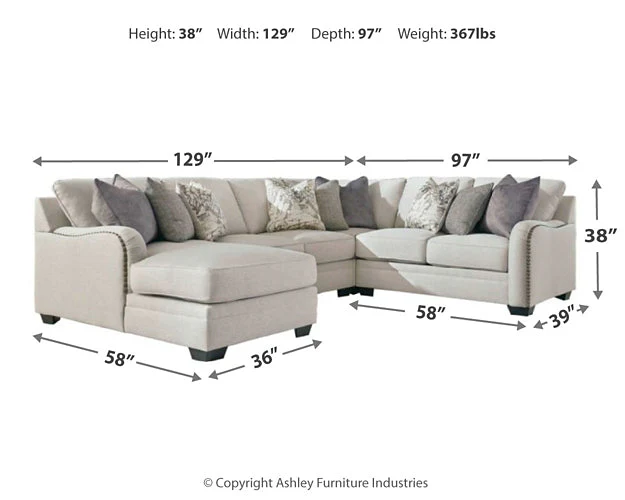 Dellara 4-Piece Sectional with Ottoman - Image 6