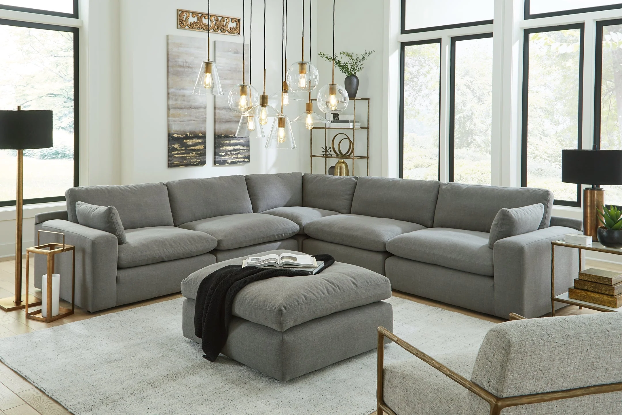 Elyza 5-Piece Sectional with Ottoman - Image 2