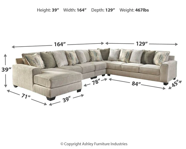 Ardsley 5-Piece Sectional with Ottoman - Image 7