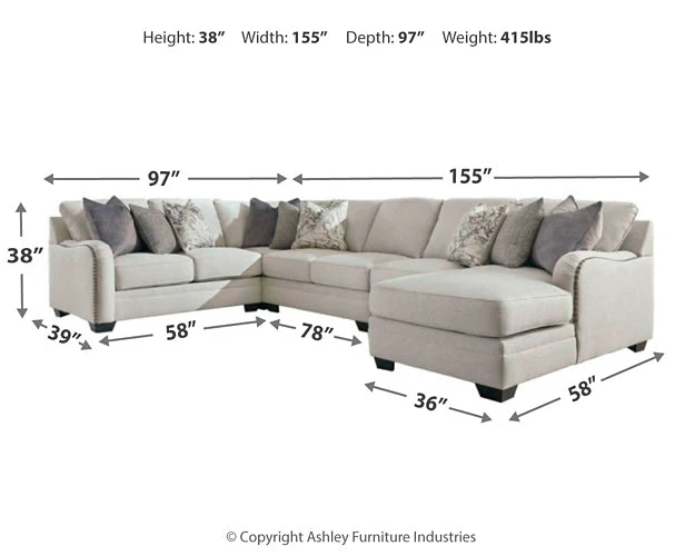 Dellara 5-Piece Sectional with Ottoman - Image 6