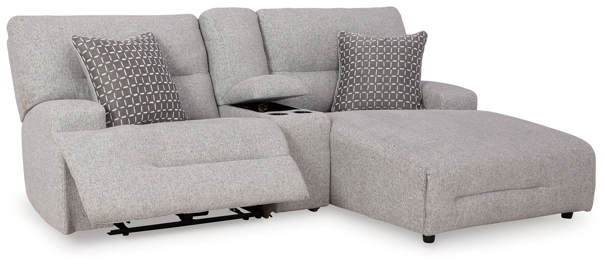 Acklen Place - 4 Pc. - 3-Piece Power Reclining Sectional Sofa With Raf Chaise, Wide Seat Power Recliner - Pewter - Image 4