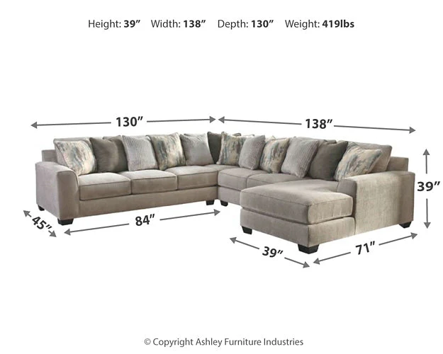 Ardsley 4-Piece Sectional with Chaise - Image 8