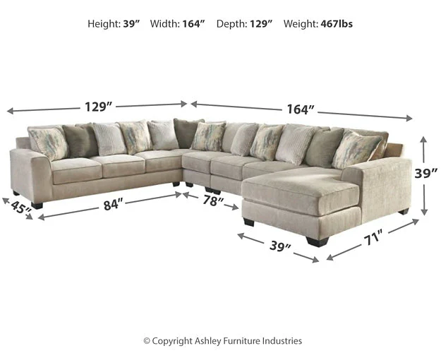 Ardsley 5-Piece Sectional with Chaise - Image 9