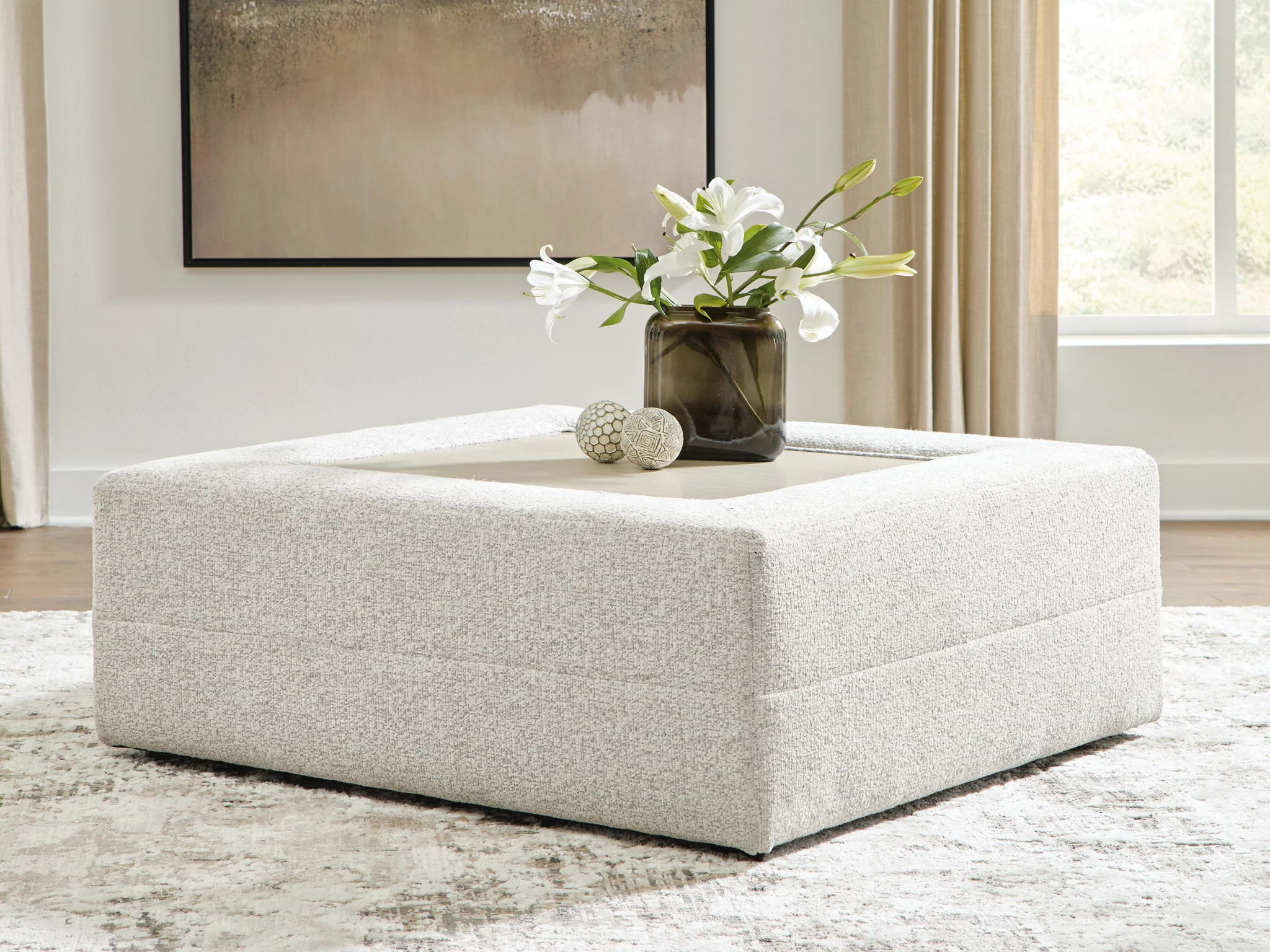 Ashbourne Estate - Oversized Accent Ottoman - Snowstone - Image 4