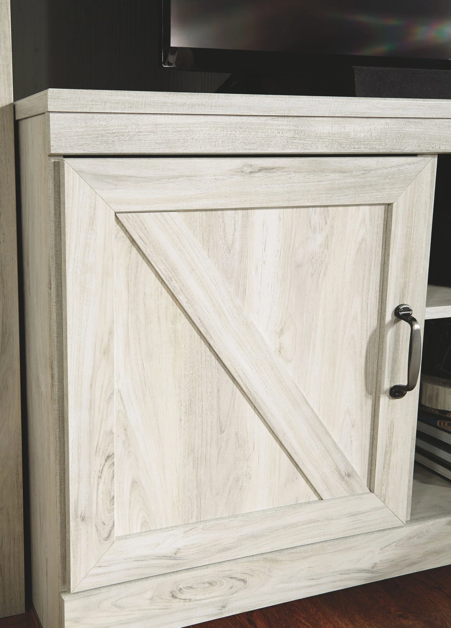 Bellaby - Entertainment Center - TV Stand With Faux Firebrick Fireplace Insert - Whitewash - Image 3