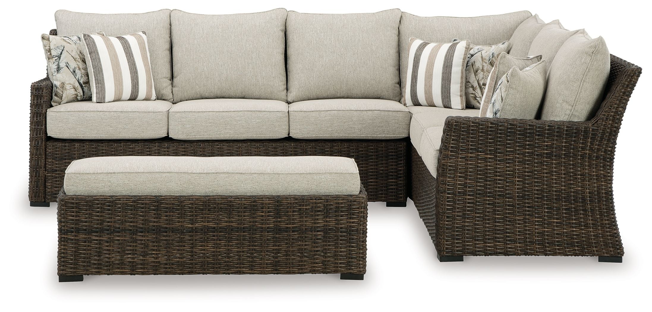 Brook Ranch - Sofa Sectional, Bench With Cushion (Set of 3) - Brown - Image 2