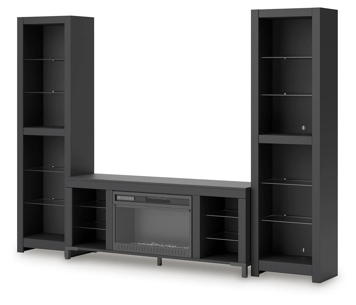 Cayberry - 3-Piece Entertainment Center With Electric Fireplace - Black - Image 4