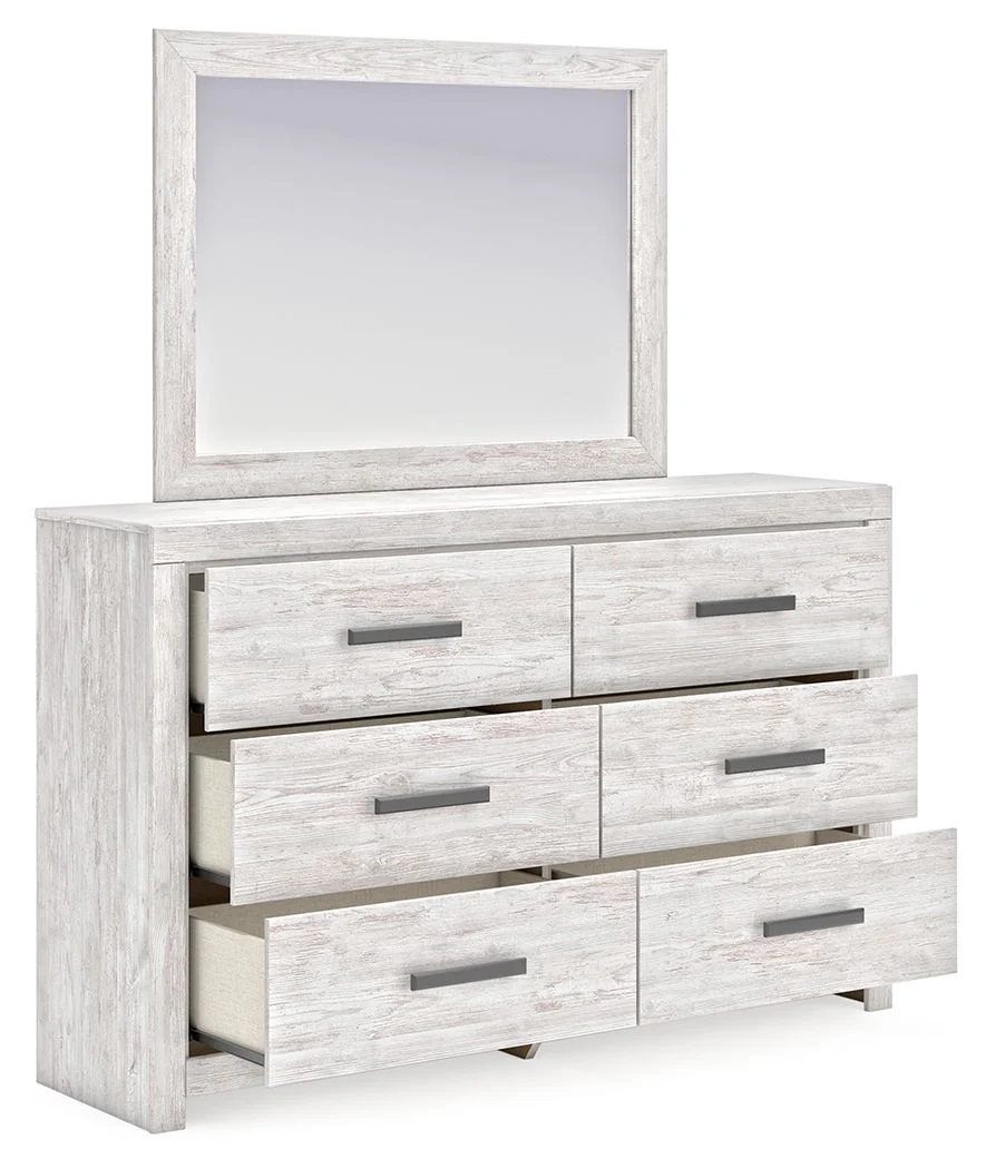 Cayboni - Dresser And Mirror - Whitewash - Image 3