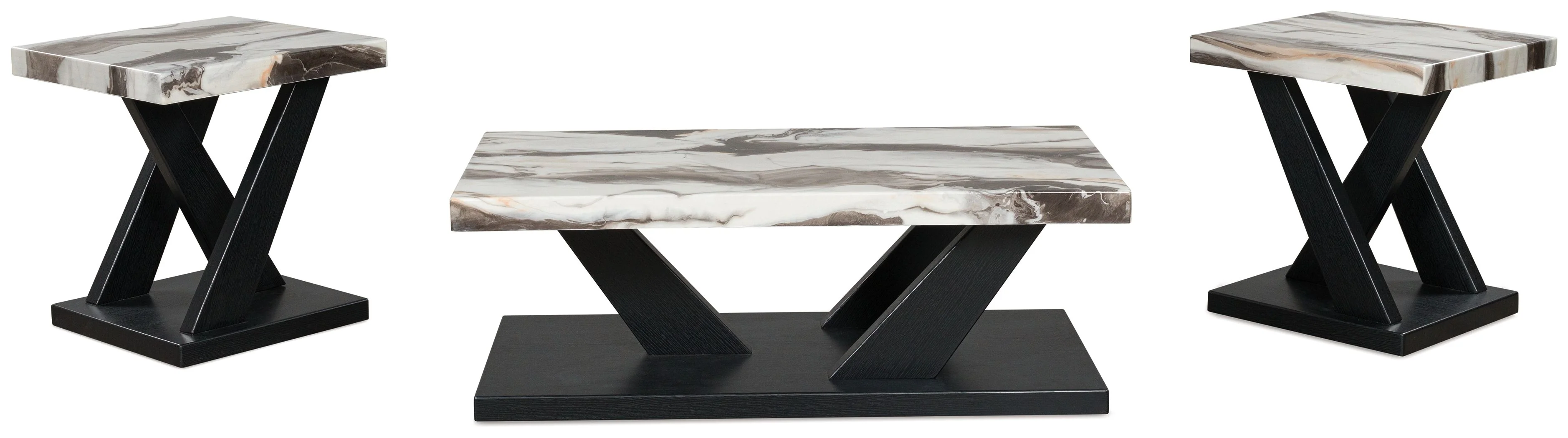 Cendill - Occasional Table Set (Set of 3) - Dark Brown / White / Black - Image 2