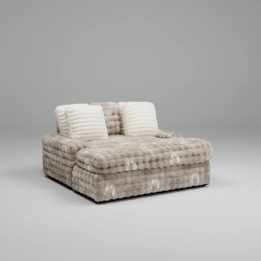 Chauna Large Velvet Chaise Lounge - Image 2
