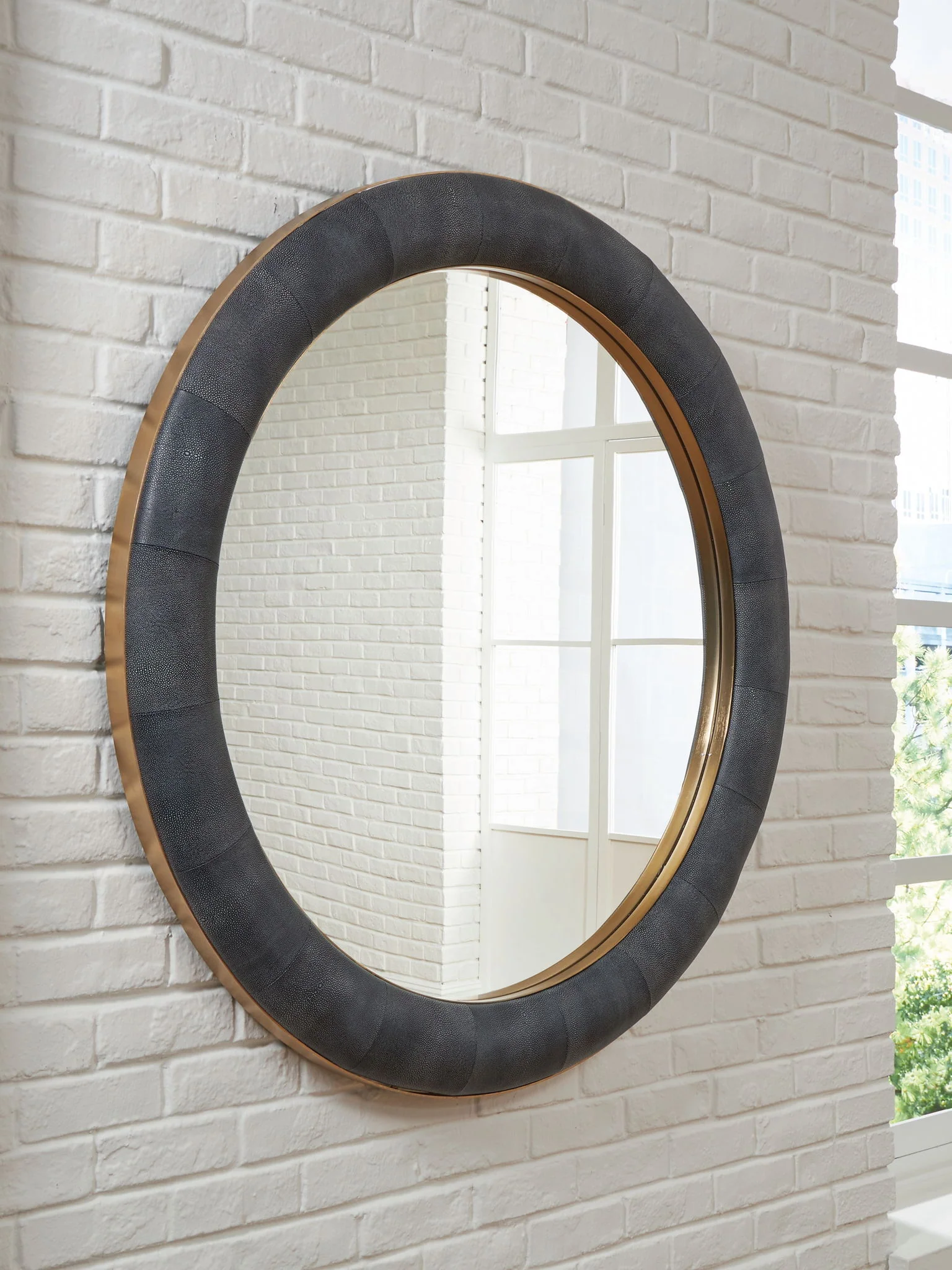 Corinsworth - Accent Mirror - Charcoal / Brass Finish - Image 2