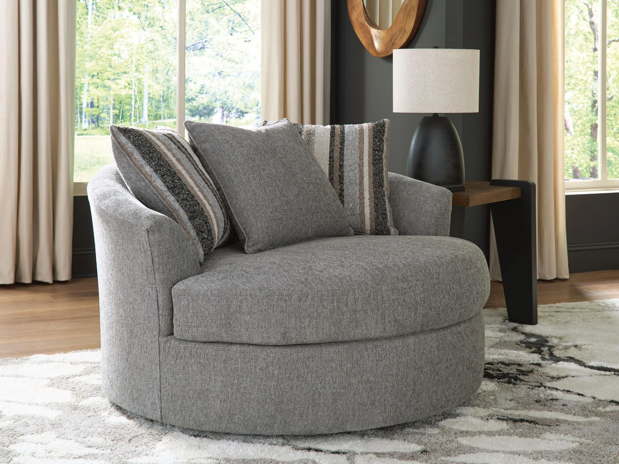 Creston Heights - Oversized Swivel Accent Chair - Smolder - Image 3