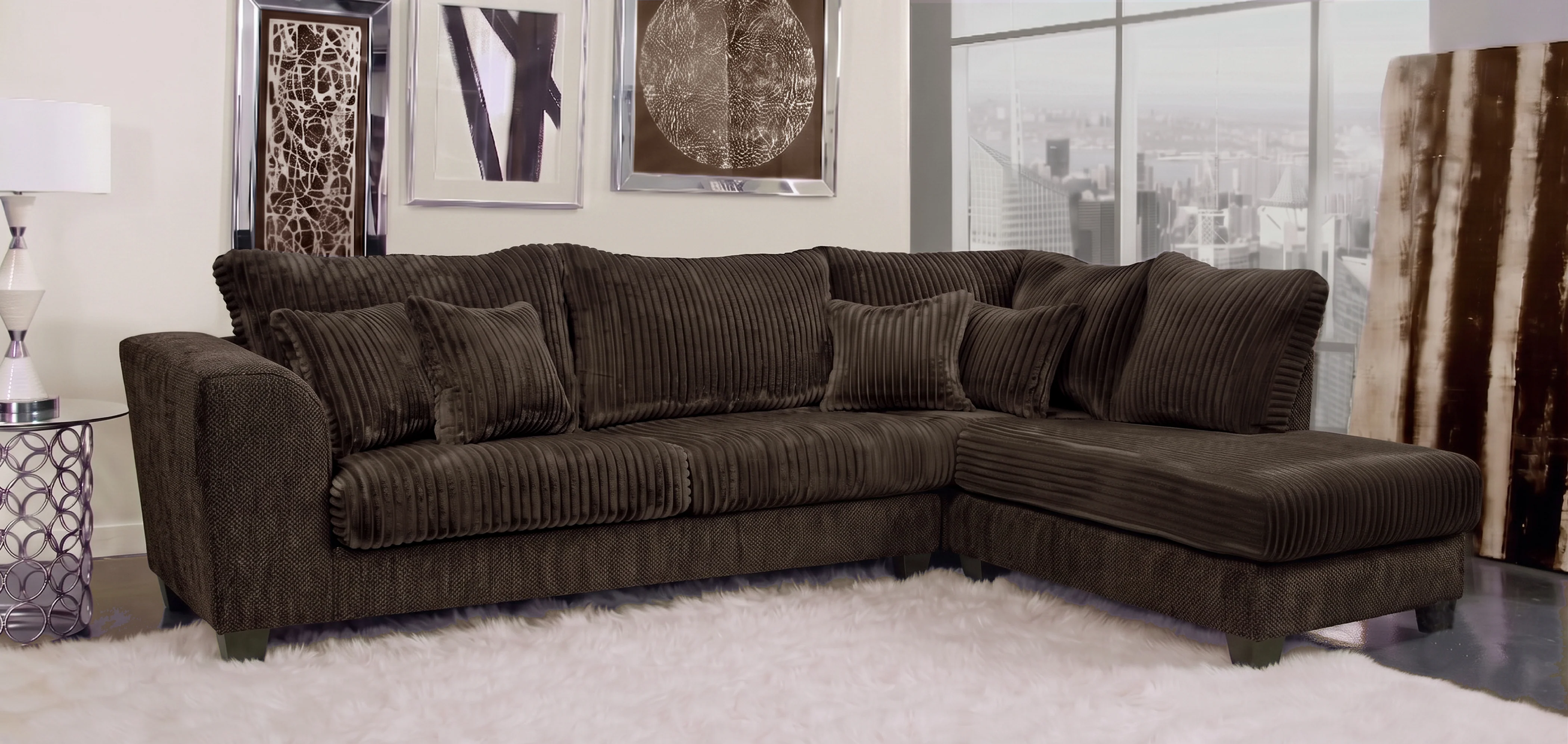 Danielle Velvet Corduroy Sectional CHOOSE YOUR COLOR!! - Image 3