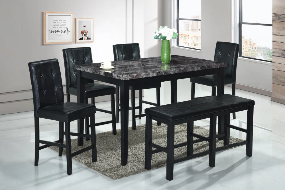 Devin Pub Table + 4 Stools + Bench