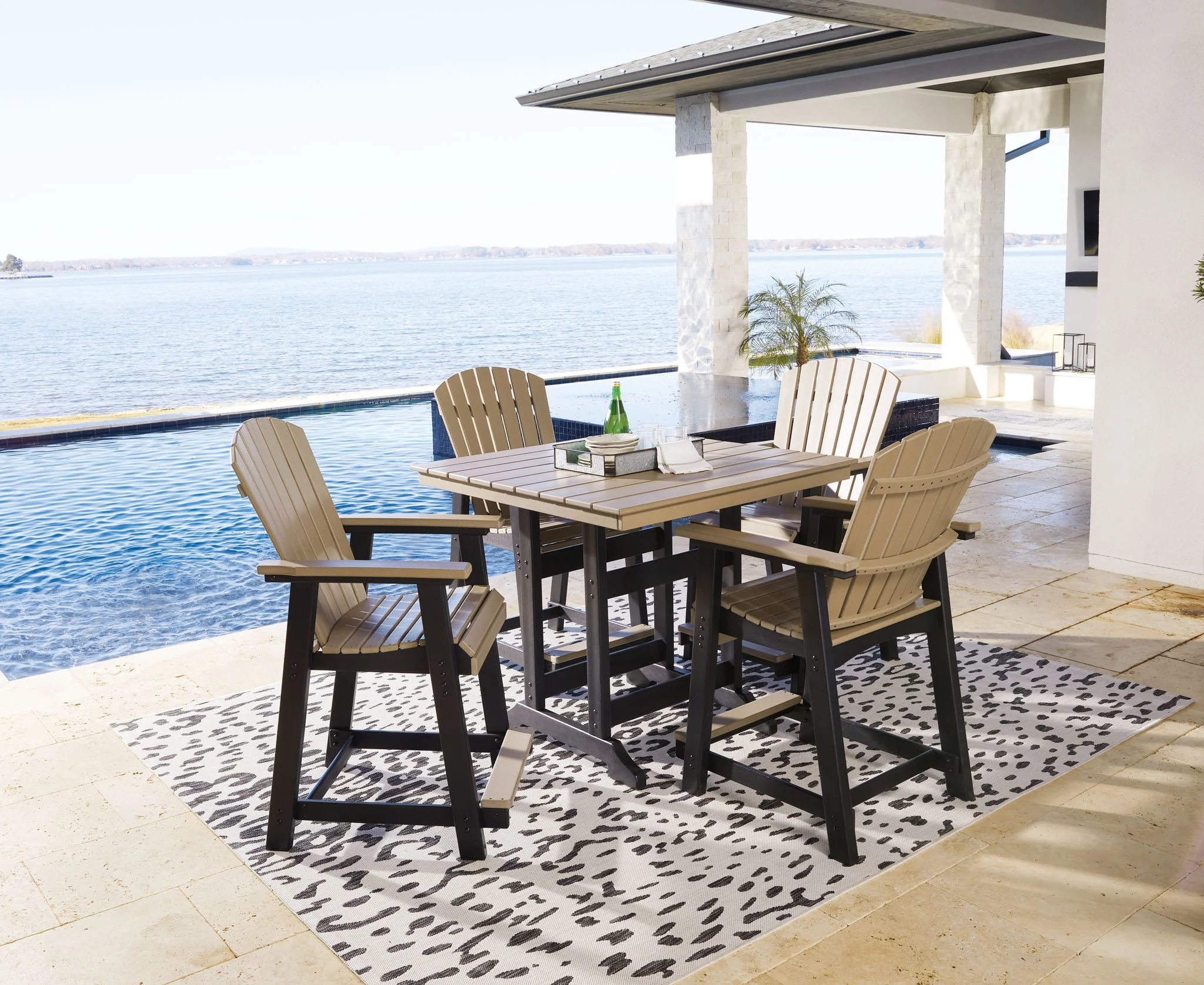Fairen Trail - 5 Pc. - Counter Dining Set - Black / Driftwood