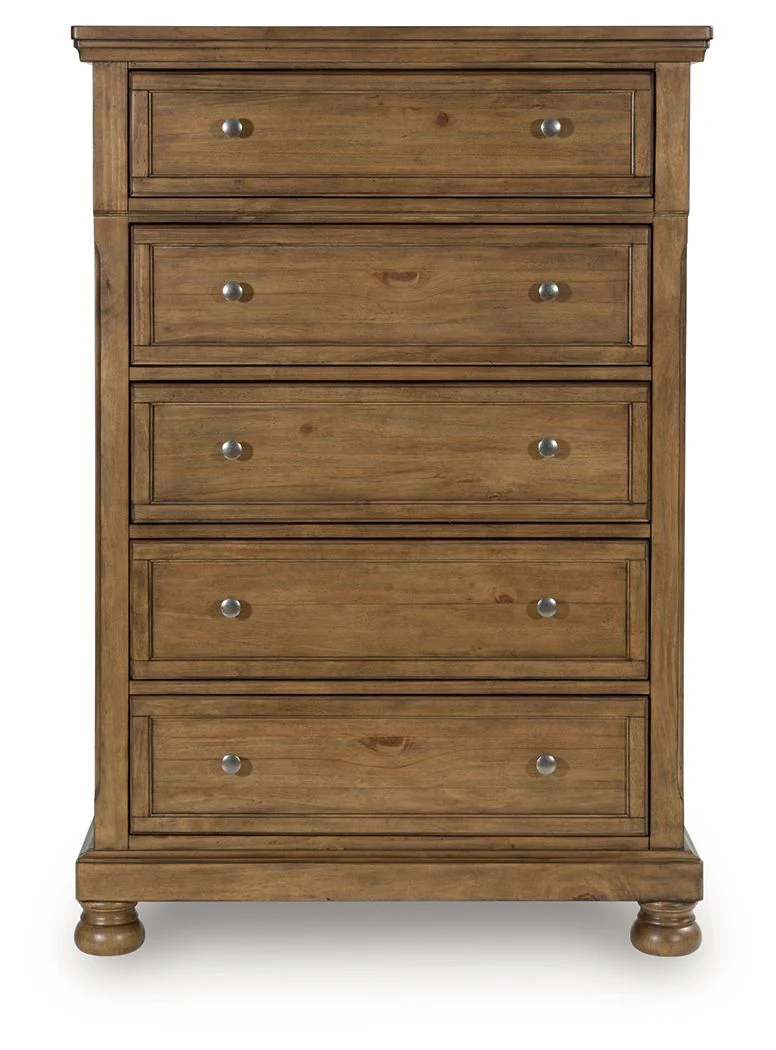 Feddinger - Five Drawer Chest - Medium Brown - Image 2