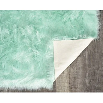 Fluffy Blue Faux Sheep Area Rug 5'X7' - Image 2