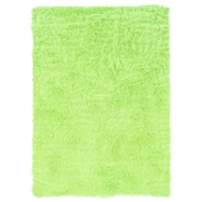 Fluffy Green Faux Sheep Area Rug 5'X7' - Image 3