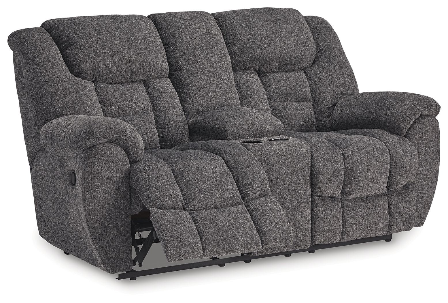 Foreside - Dbl Reclining Loveseat with Console - Charcoal - Image 3