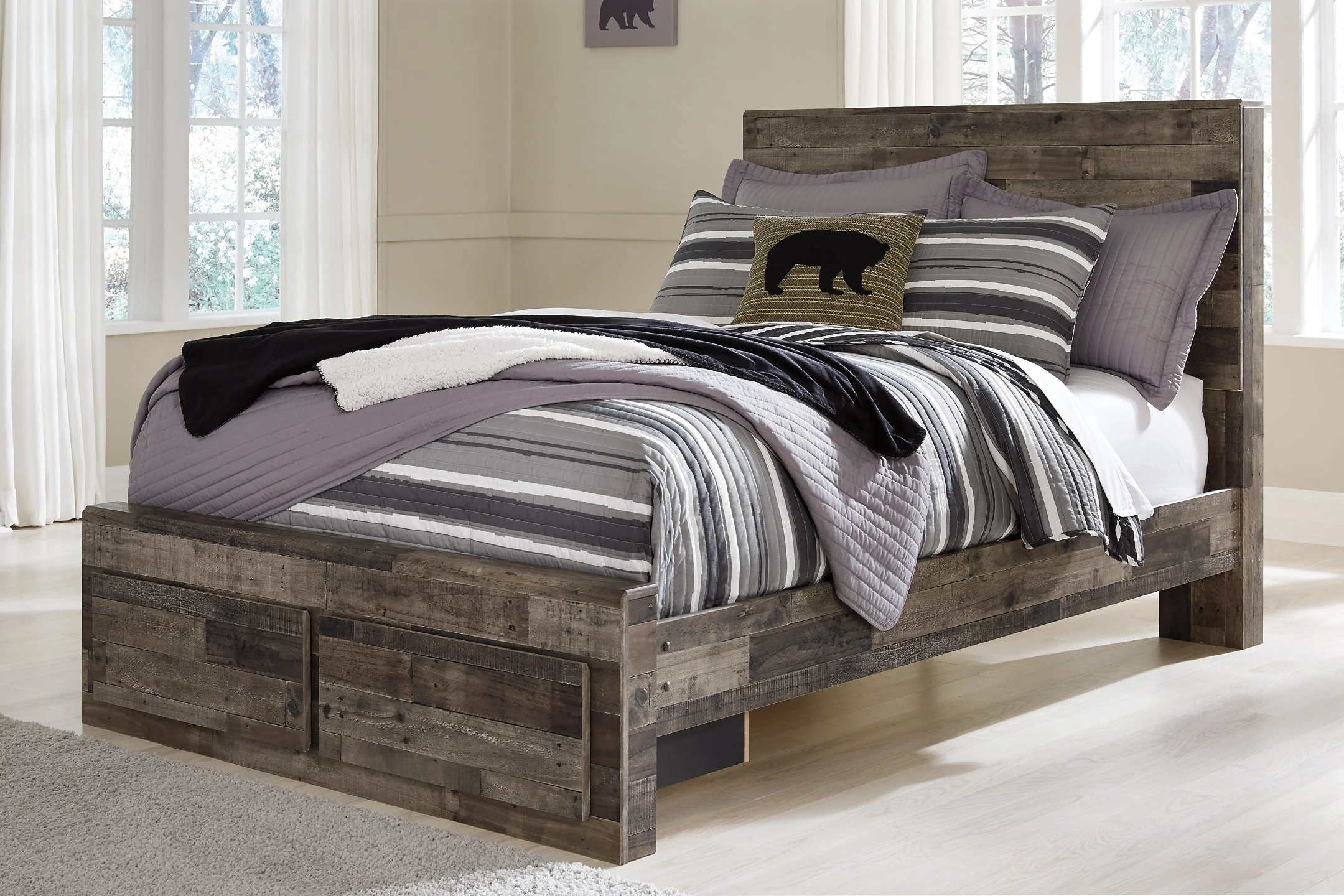 Derekson Full Panel Bed with 2 Storage Drawers with Dresser - Image 4