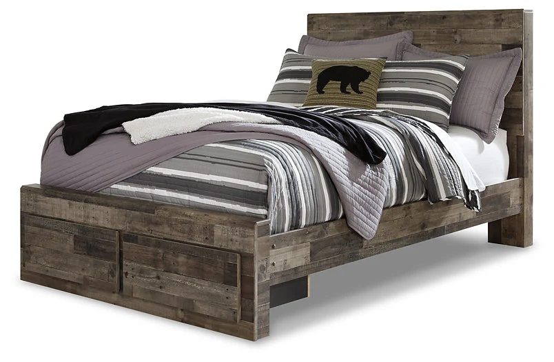 Derekson Full Panel Bed with 2 Storage Drawers with Mirrored Dresser and 2 Nightstands - Image 3