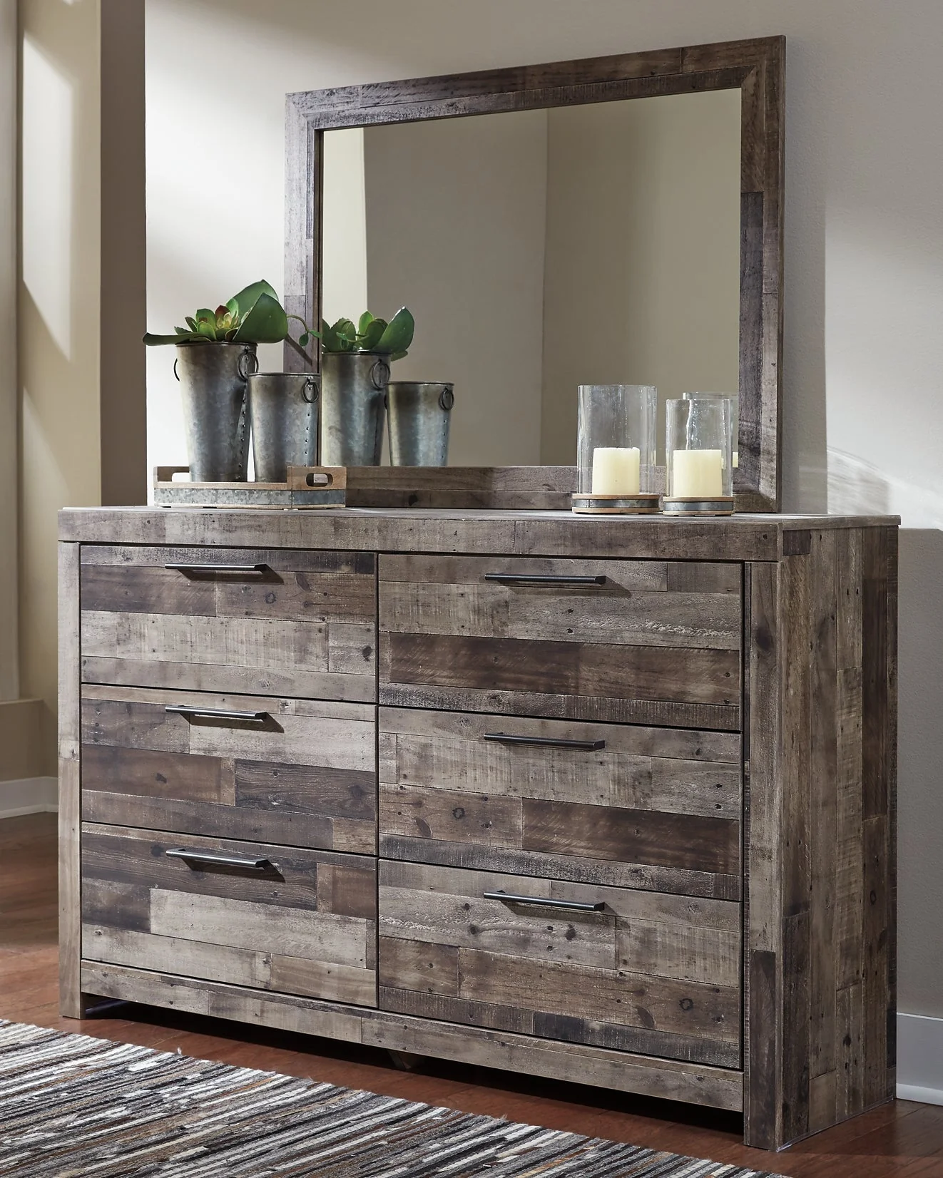Derekson Full Panel Bed with Mirrored Dresser and 2 Nightstands - Image 7
