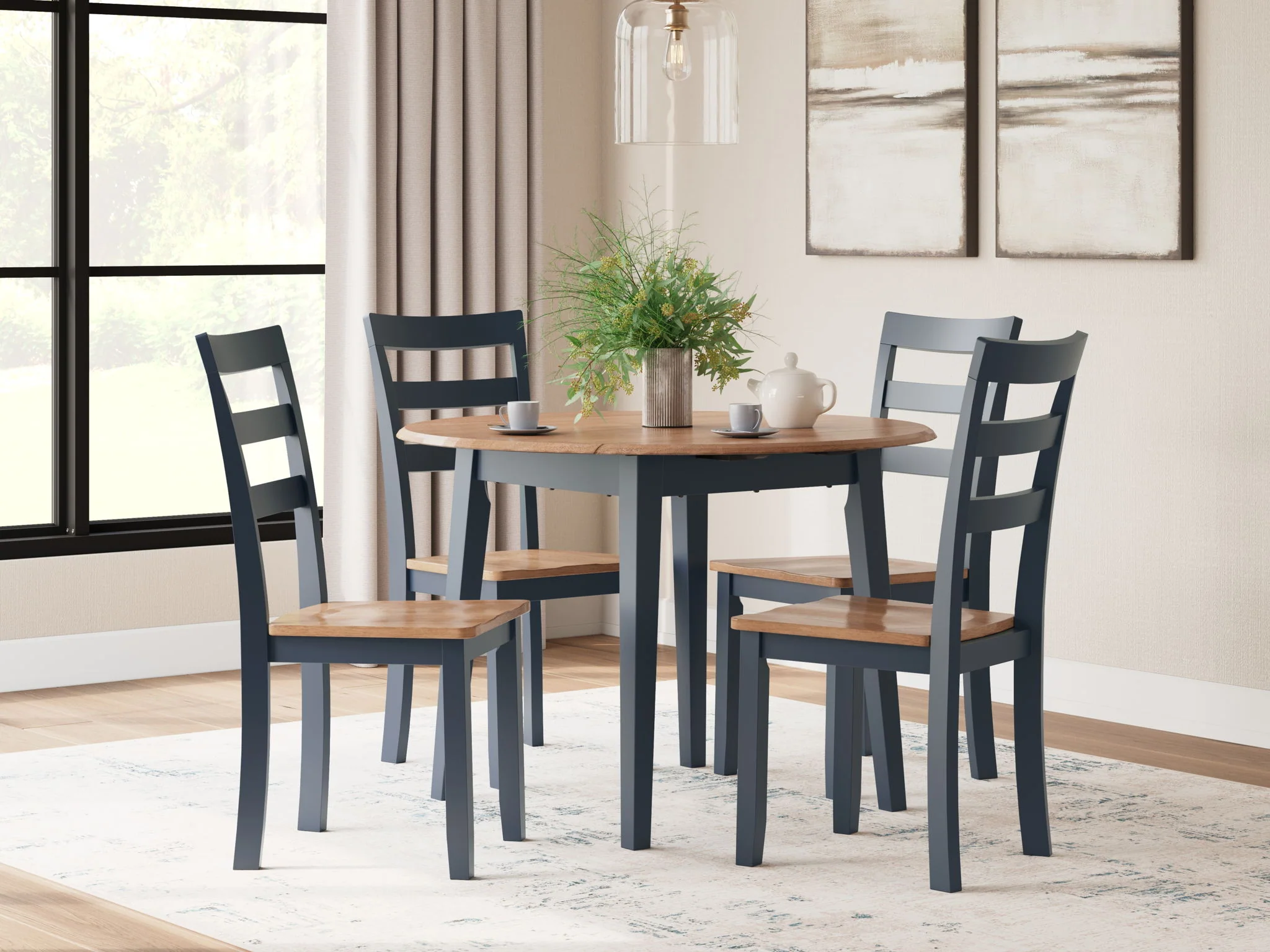 Gesthaven - Round Dining Room Drop Leaf Table Set - Image 4