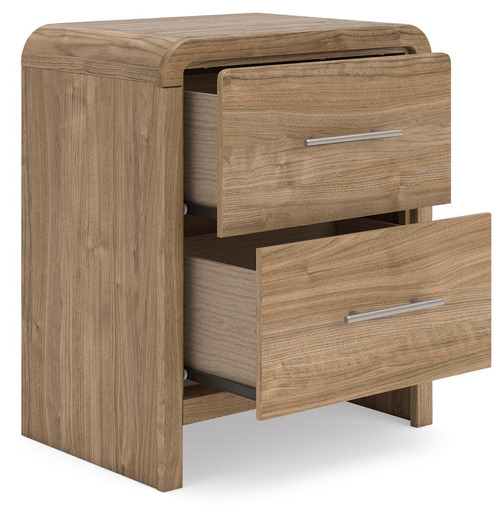 Gramburg - Two Drawer Night Stand - Warm Natural Brown - Image 2