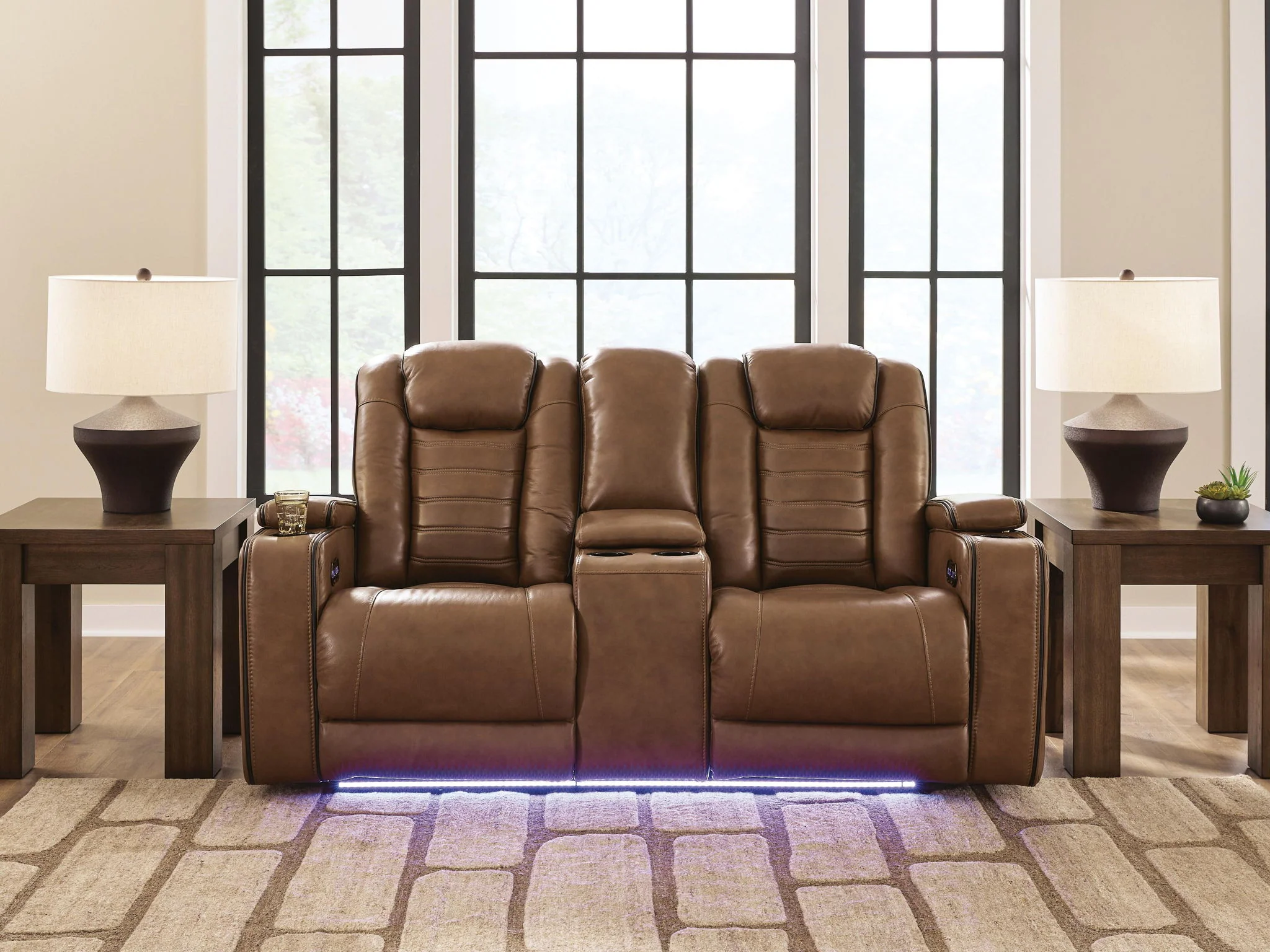 Gruaro - Power Reclining Loveseat With Console / Adjustable Headrest - Amber - Image 3