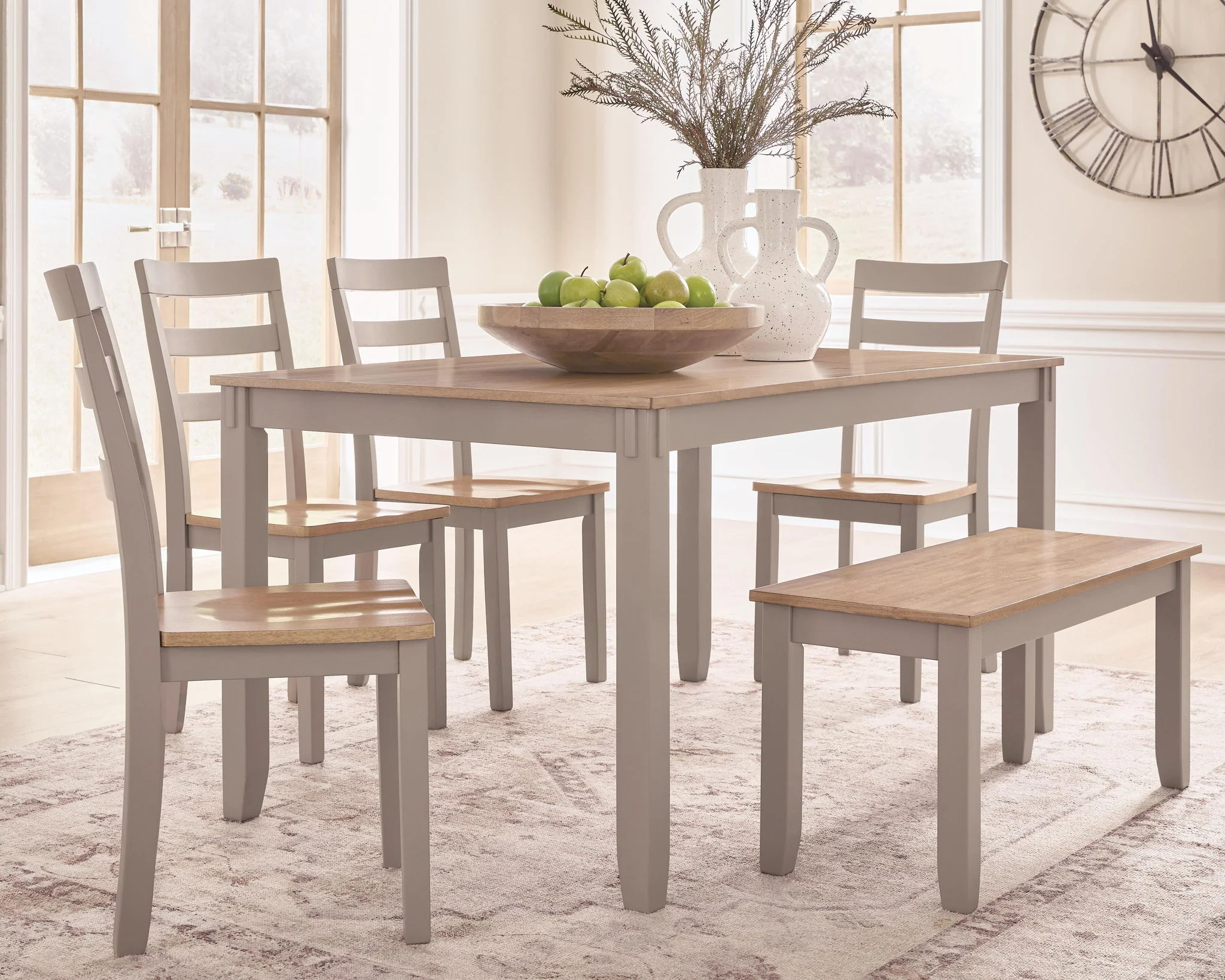 Harperfeld - Dining Room Table Set (Set of 6) - Natural / Gray - Image 2