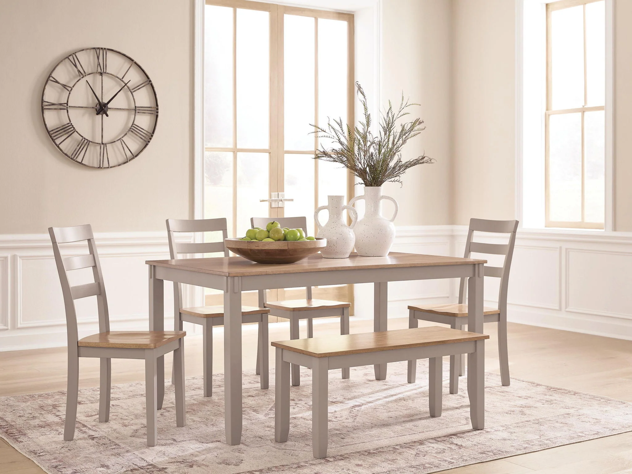 Harperfeld - Dining Room Table Set (Set of 6) - Natural / Gray - Image 4