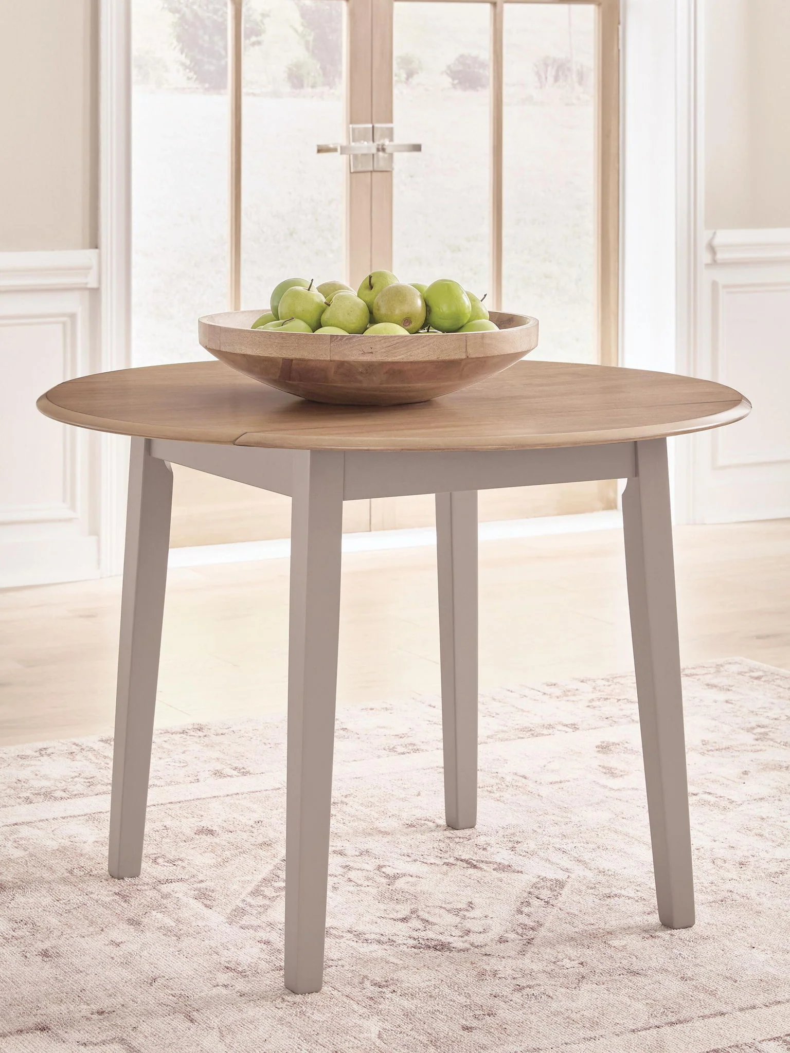 Harperfeld - Round Dining Room Drop Leaf Table - Natural / Gray - Image 4