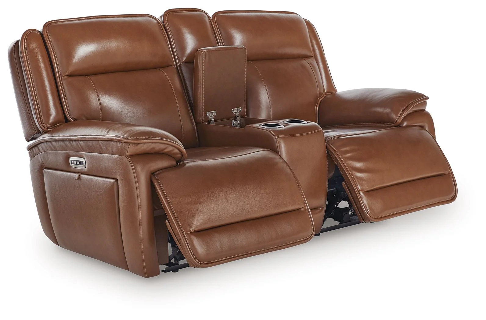 Healy Pier - Power Reclining Loveseat With Console / Adj Headrest - Chocolate - Image 3