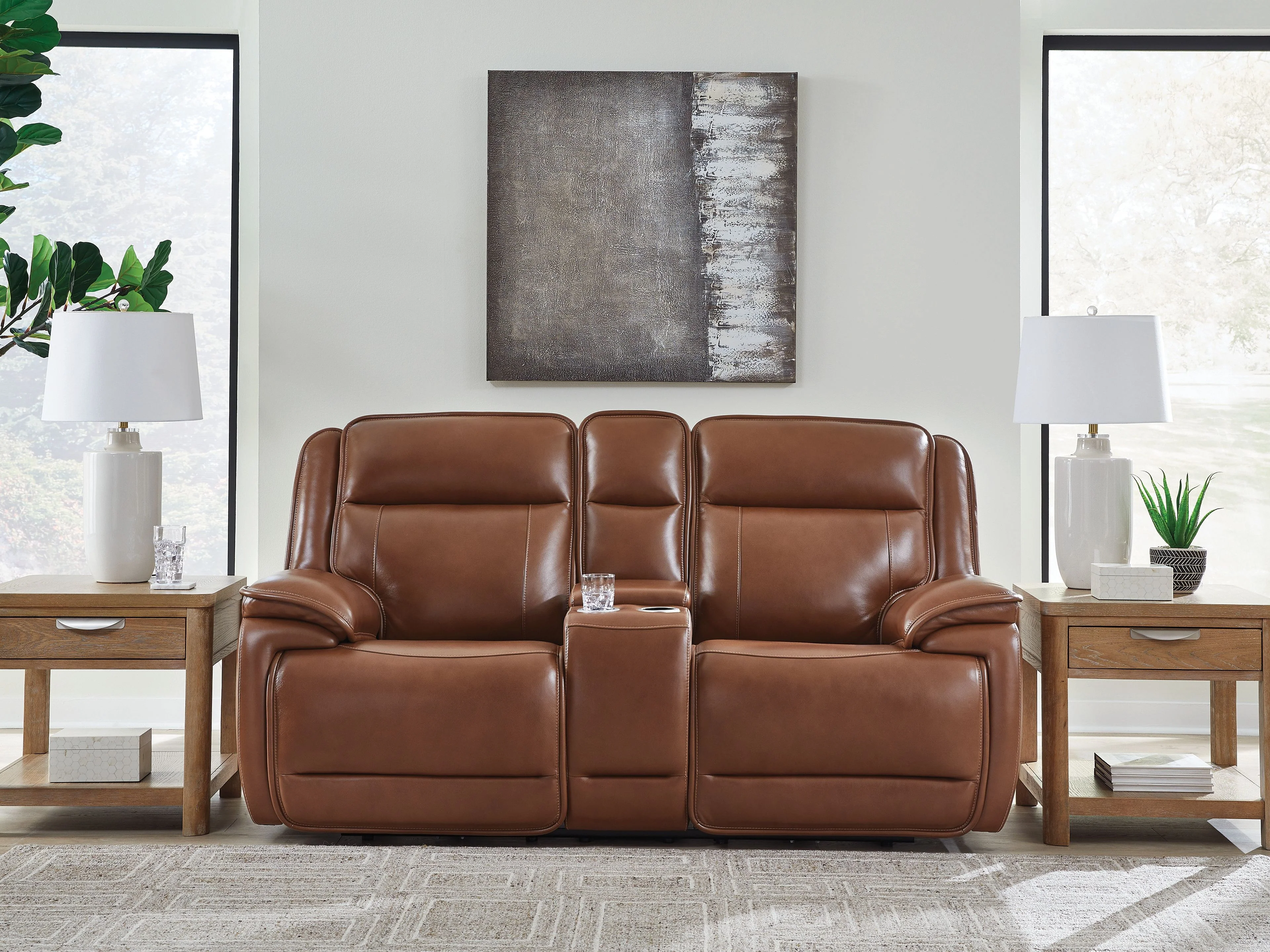 Healy Pier - Power Reclining Loveseat With Console / Adj Headrest - Chocolate - Image 4