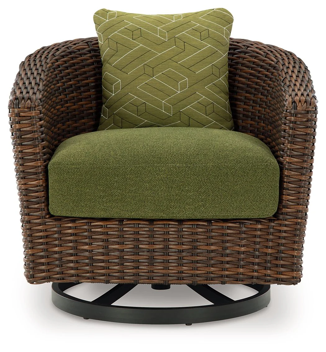 Horizon Hall - Swivel Lounge With Cushion - Brown / Green - Image 2