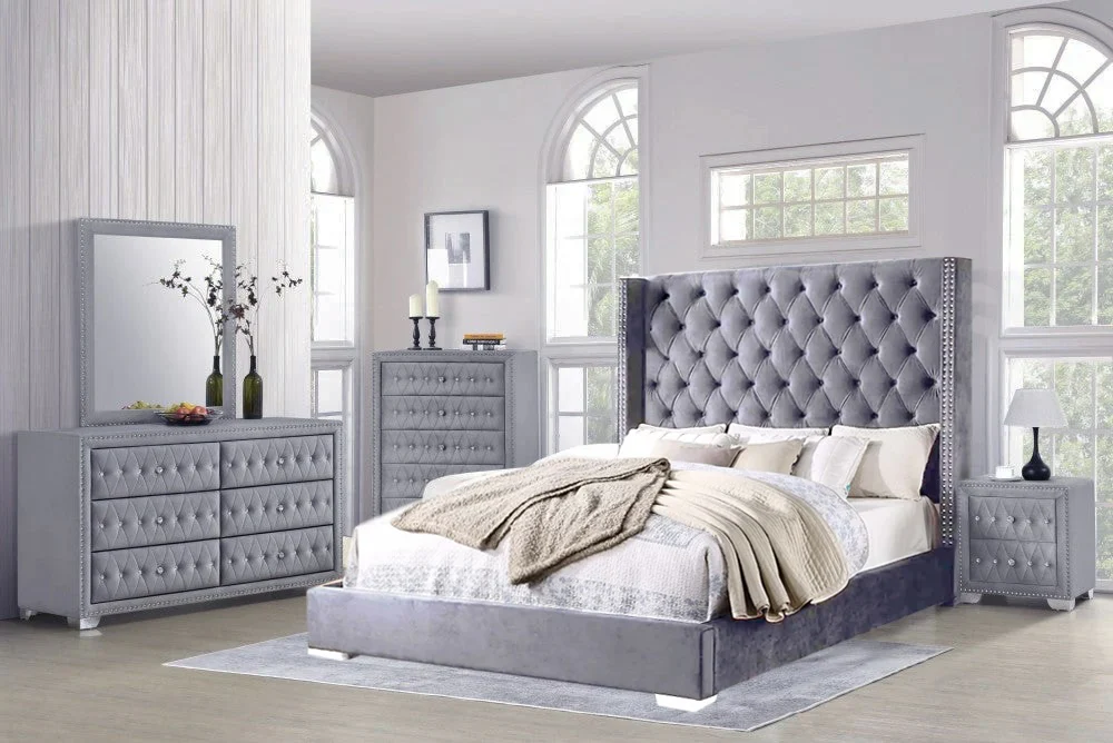 Jakarto King Bed Frame Dresser Mirror Select Your Size