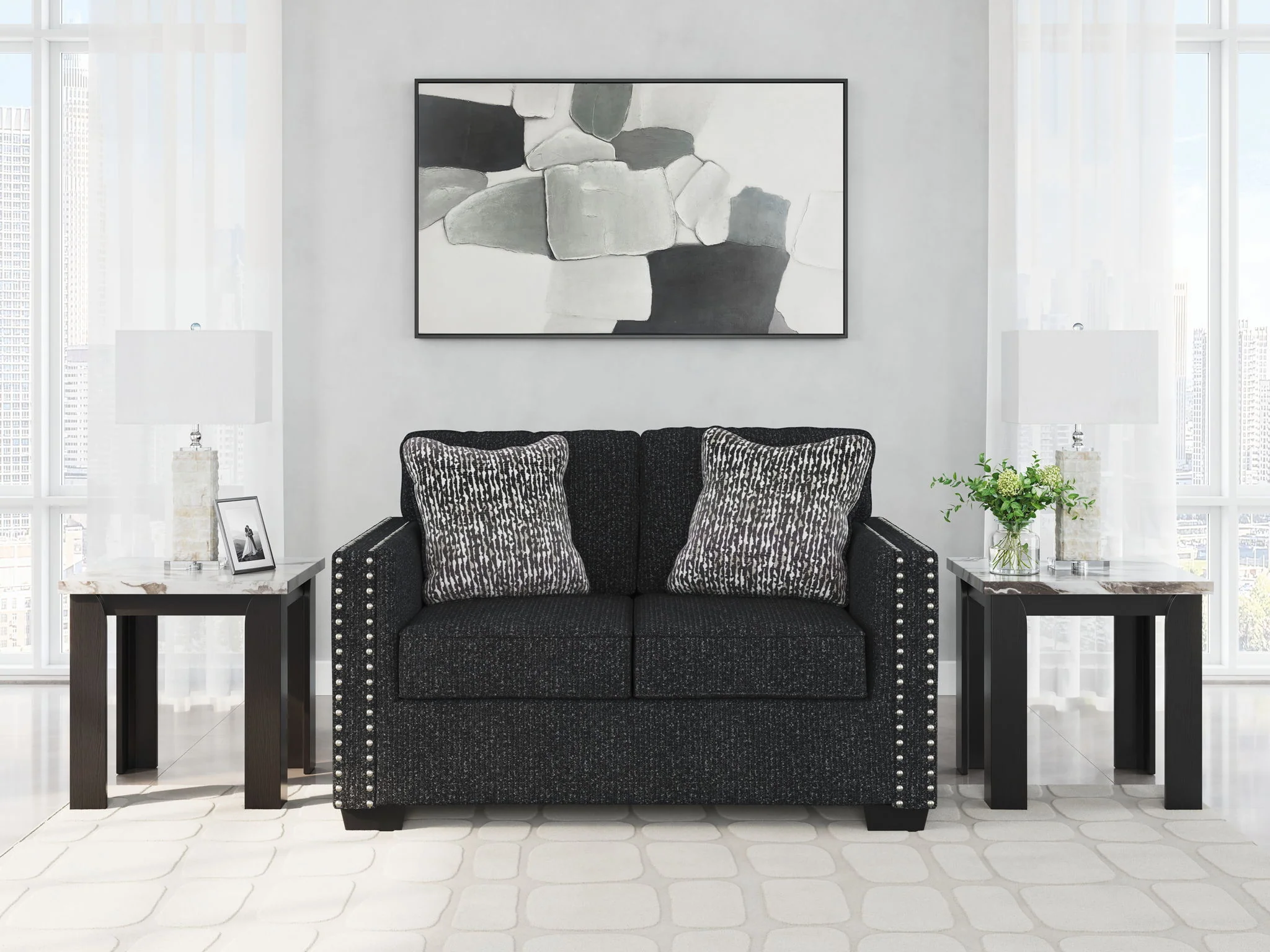 Jasmine Peaks - Loveseat - Coal - Image 3