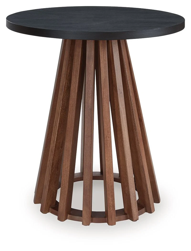 Kallari - Round End Table - Warm Brown / Black - Image 2