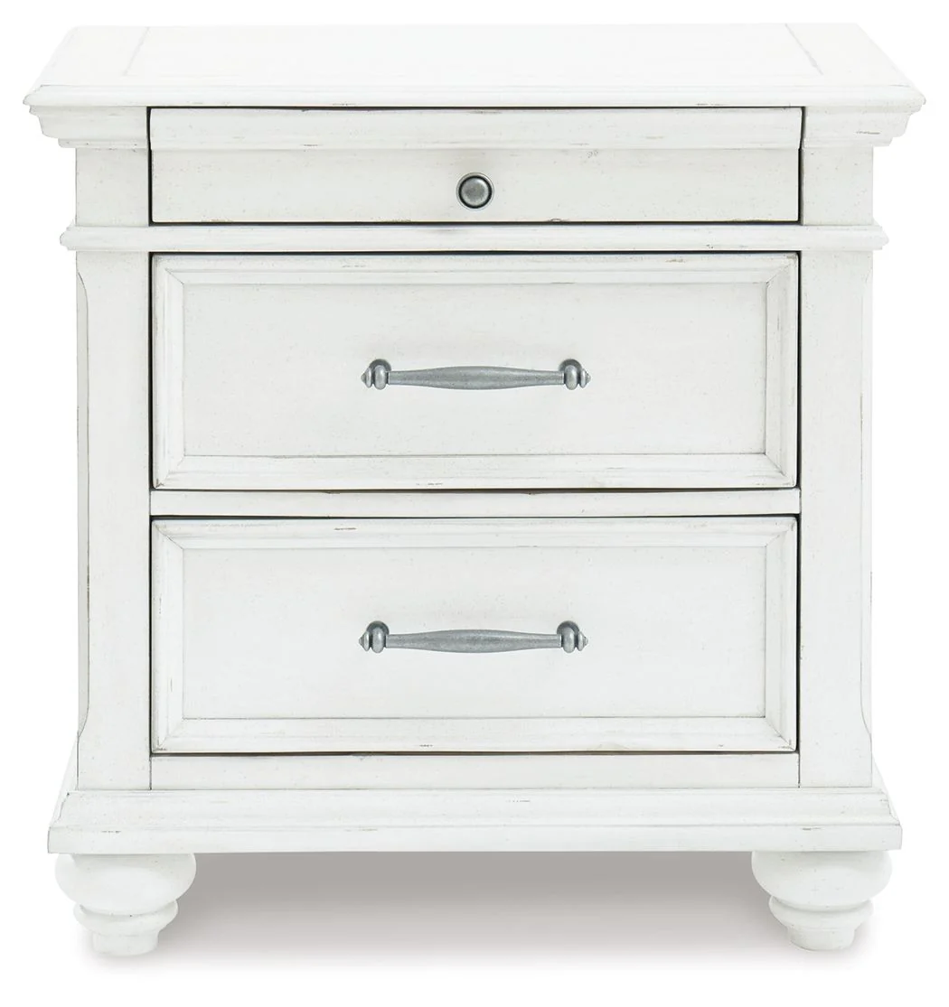 Kanwyn - Three Drawer Night Stand - Whitewash - Image 3