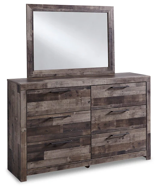 Derekson King Panel Bed with 2 Storage Drawers with Mirrored Dresser, Chest and Nightstand - Image 3