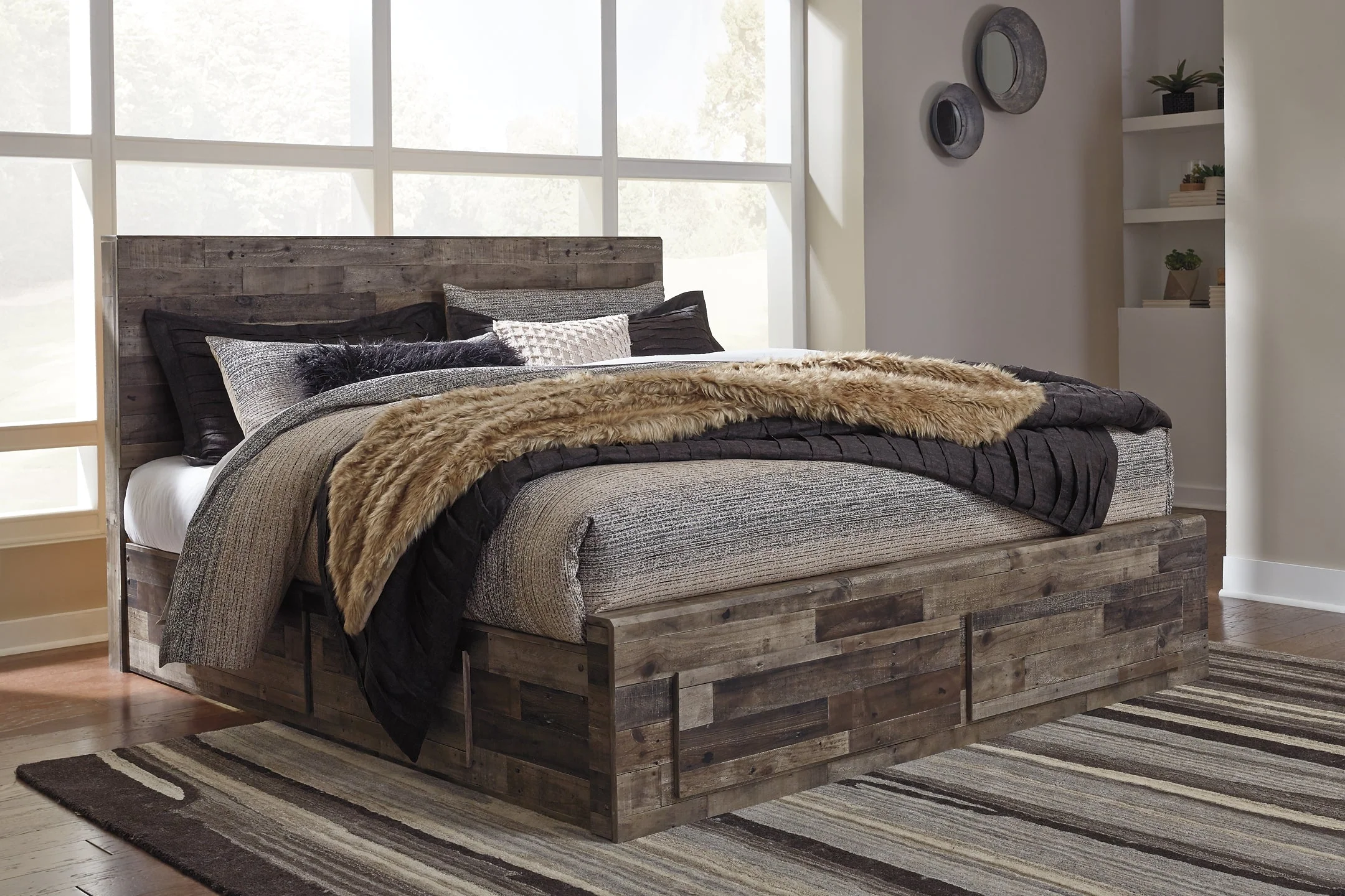 Derekson King Panel Bed with 6 Storage Drawers with Mirrored Dresser and 2 Nightstands - Image 6