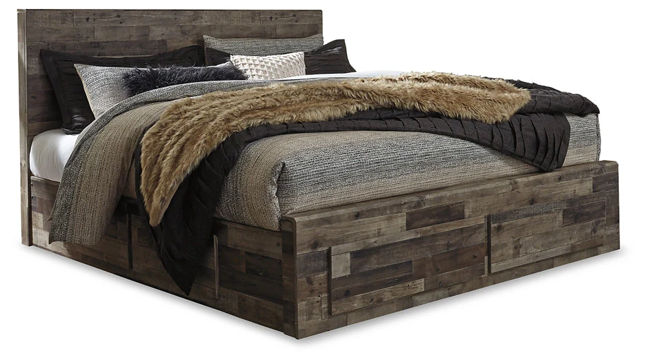Derekson King Panel Bed with 6 Storage Drawers with Mirrored Dresser, Chest and Nightstand - Image 3