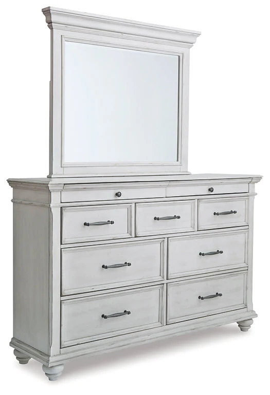 Kanwyn King Panel Bed with Mirrored Dresser - Image 3