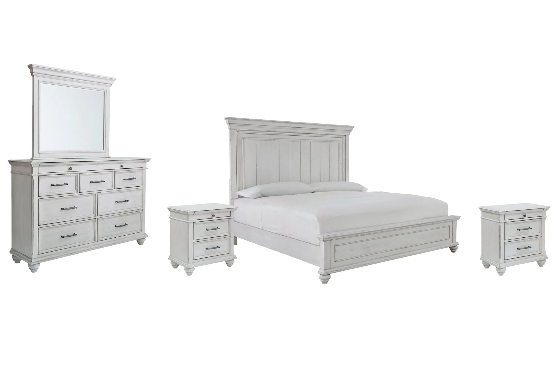 Kanwyn King Panel Bed with Mirrored Dresser and 2 Nightstands - Image 3