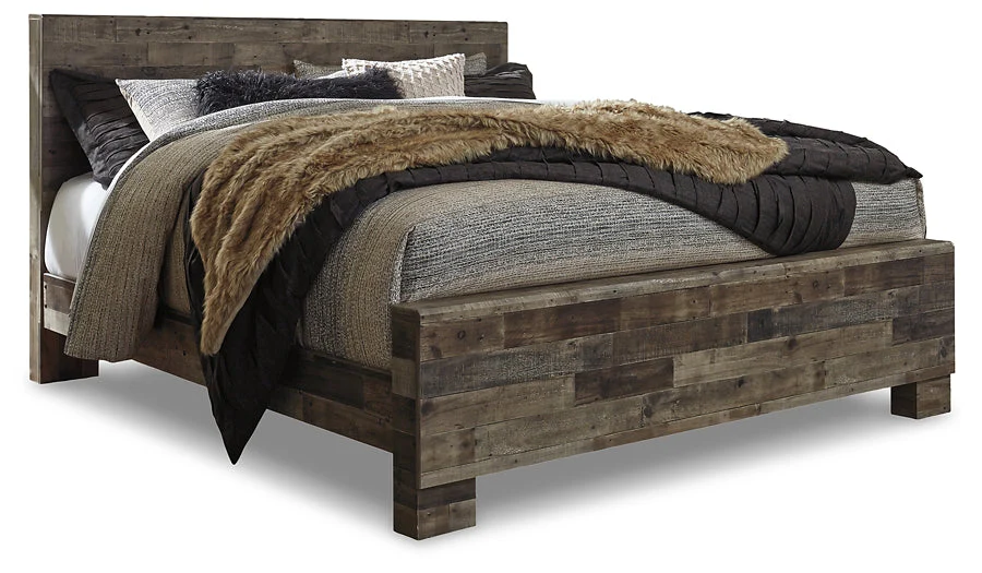 Derekson King Panel Bed with Mirrored Dresser and 2 Nightstands - Image 3