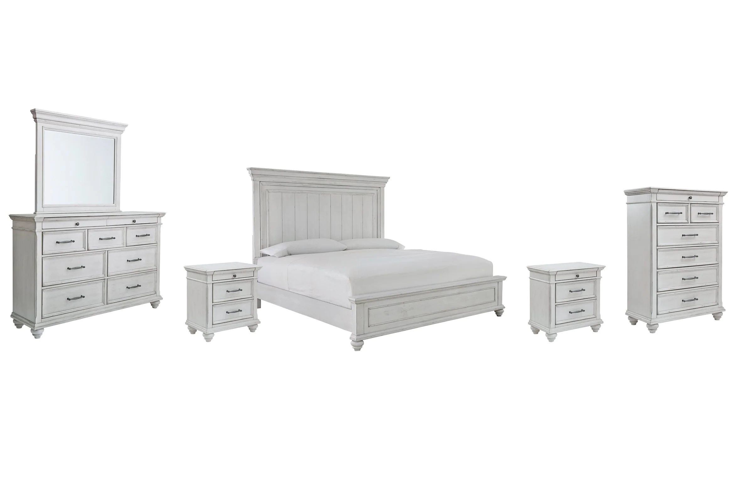 Kanwyn King Panel Bed with Mirrored Dresser, Chest and 2 Nightstands - Image 3