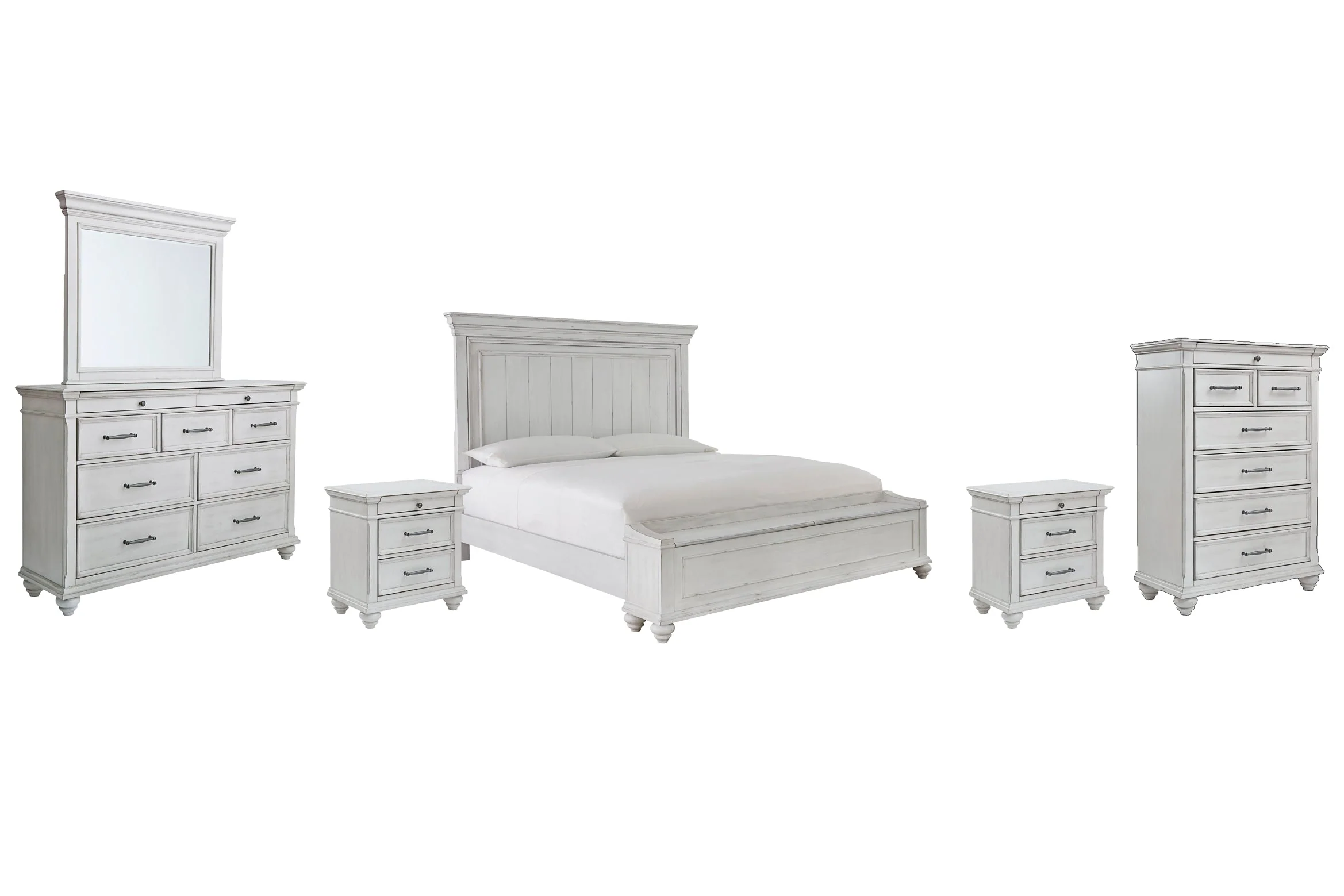 Kanwyn King Panel Bed with Storage with Mirrored Dresser, Chest and 2 Nightstands - Image 3