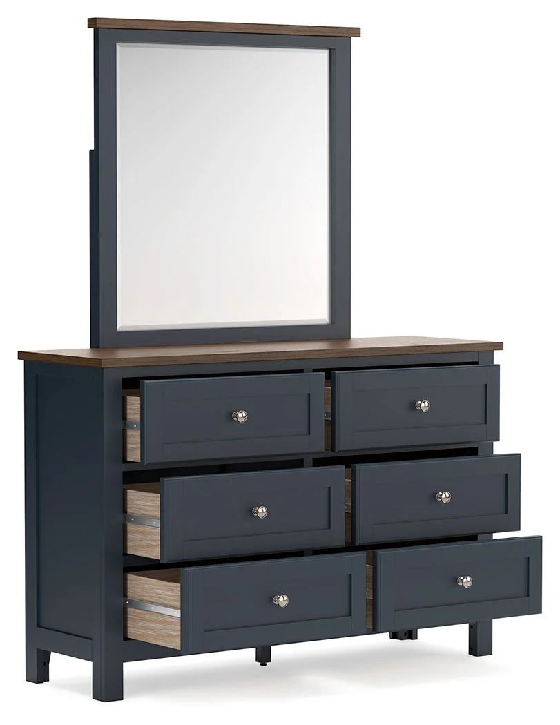 Landocken - Dresser and Mirror - Brown / Blue - Image 4