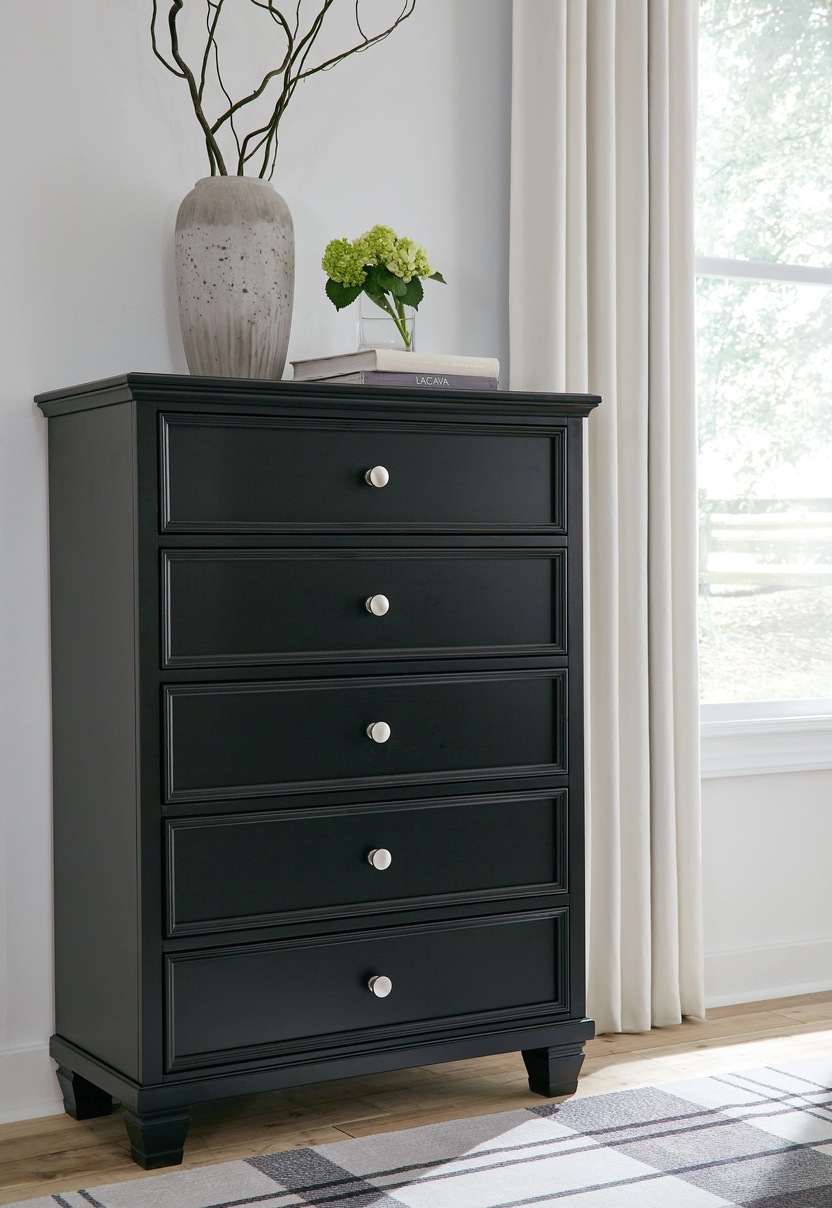 Lanolee - Five Drawer Chest - Black - Image 2